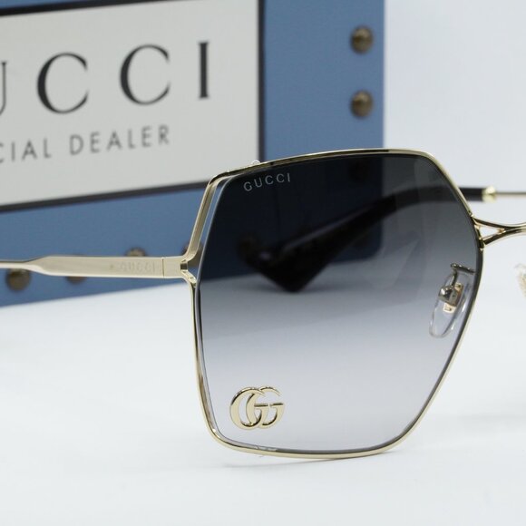 Gucci GG0817S 006 Geometric Sunglasses - Gold\\Grey main image 7